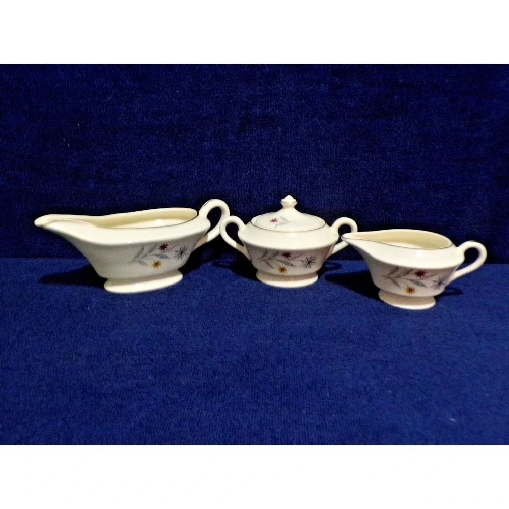 Vintage‎ Glamour by American Limogies USA Starflower MCM 3 Piece Serving Set